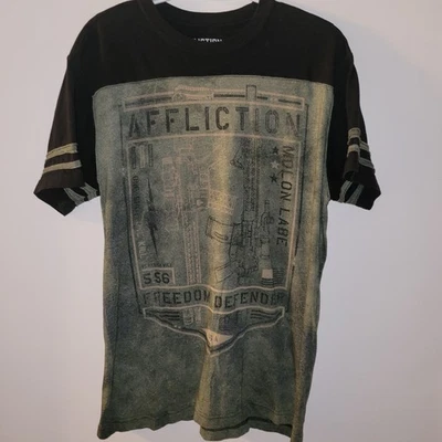 Camiseta Affliction Freedom Defender Para Hombre Talla XL Verde Negra Militar Foto 1 de 4