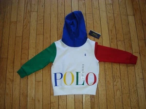 POLO RALPH LAUREN PULLOVER HOODED MULTICOLOR SWEAT SHIRT KIDS SIZE 4 BNWT@$69.50 - Picture 1 of 11