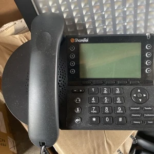 Lot of (5) ShoreTel IP480G VoIP Black Business Desk Phone with Stand and Handset - Picture 1 of 2