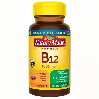 Nature Made Vitamina B-12 - Cereza 1.000 mcg 50 comprimidos Foto 1 de 2