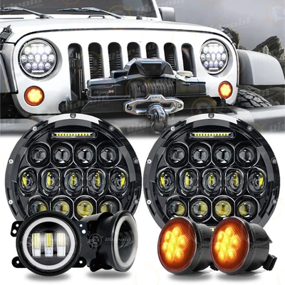 Kits de luces antiniebla giratorias faros LED de 7"" combo punto para Jeep Wrangler JK 2007-2018 Foto 1 de 4
