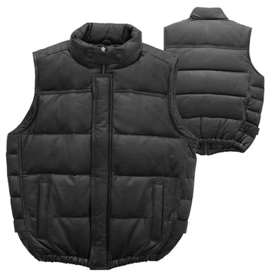 Lightweight Lambskin Leather Vest with Goose Down Filling and Removable Collar - Image 1 of 4