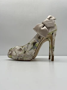 Womens Heels Karen Millen EUR 40 US 9 Peep Toe High Heels Floral Bow Spring - Picture 1 of 15