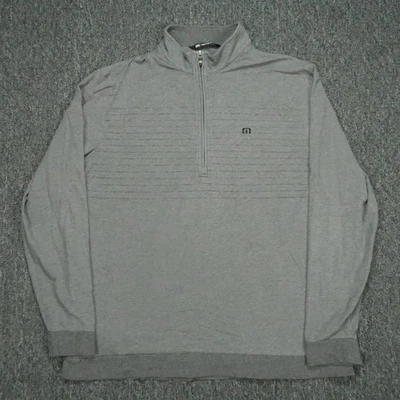 Pullover Travis Mathew Para Hombre Extra Grande Gris Pecho Rayas Cuarto Cremallera Elástico XL Foto 1 de 4