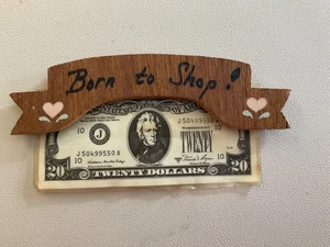 Born to Shop Vintage Wood Refrigerator Magnet - Picture 1 of 2