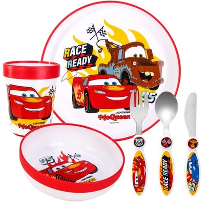 Cars Set di posate per bambini 6 pezzi - piatto/ciotola/tazza/coltello/forchetta/cucchiaio - Immagine 1 di 4