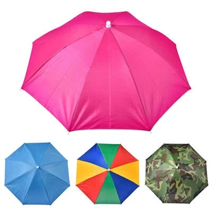 1X Umbrella HAT - Rain Sun Shade Sports Camping Beach Fishing-Adults Hands Free - Picture 1 of 16