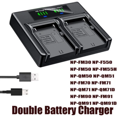 Dual Battery Charger For SONY NP-FM30 FM50 FM55H QM50 QM51 FM70 FM71 QM71 QM71D - Image 1 of 4