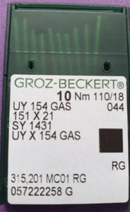 GROZ BECKERT UY 154 GAS SY 1431 CURVED OVERLOCK MACHINE NEEDLES (389) - Picture 1 of 3