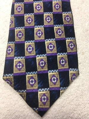 COCKTAIL MENS TIE NAVY BLUE PURPLE BLUE AND GRAY 3.75 X 58 - Image 1 of 4