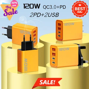120W Fast Charging Double USB-C PD Multiport Wall Charger Adapter For Phone/ - Picture 1 of 18