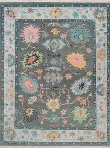 Exquisite Oushak Dark Grey Contemporary Hand-Knotted Rugs to decor living area. - Picture 1 of 10