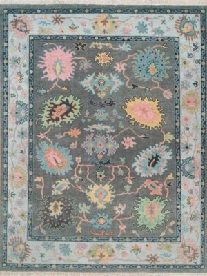 Exquisite Oushak Dark Grey Contemporary Hand-Knotted Rugs to decor living area. - Image 1 of 4
