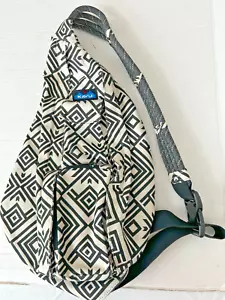 Kavu Rope Bag Sling Canvas Backpack Black White Aztec Geometric NWOT Tote - Picture 1 of 9