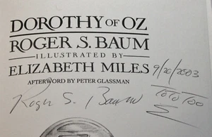 SIGNED COPY DOROTHY OF OZ by Roger S. Baum 1989 Hardcover Dust Jacket B1 - Bild 1 von 5
