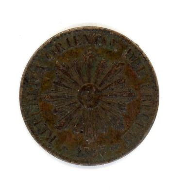 Uruguay 5 centesimos 1857 A París KM 8 VF  Foto 1 de 2