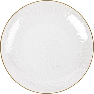 10 in Round Hammered Translucent Clear Plastic Dinner Plates with Gold Rim China - Picture 1 of 4