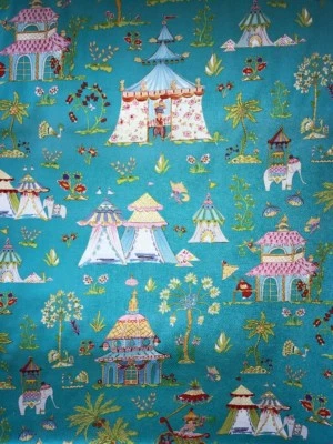 2m -   Patchworkstoff Baumwolle Türkis Dena Haute Girls Palast Indien Toile Zelt - Bild 1 von 4