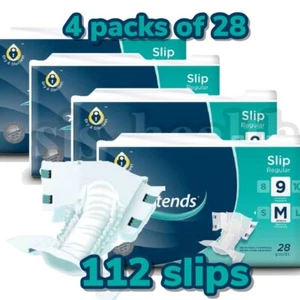 Attends Slips Regular 9 M Medium Case of 112 Slips Nappy Pads Incontinence Pads - Picture 1 of 3