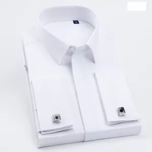 Mens Dress Shirts Long Sleeves French Cuff Formal Business With Cufflinks Shirts - Picture 1 of 4