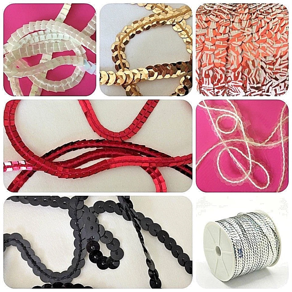 Round & Square Sequin Trim All Colours & Lengths 5 metres  - Image 1 of 1