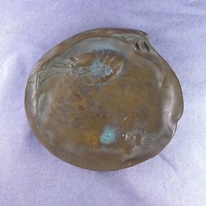 Ancien vide poche Art Nouveau bronze attribué Alexandre Vibert écrevisse crabe