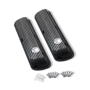 For Ford Small Block SBF 289 351W 1964-1973 BK Aluminum Finned Short Valve Cover - Picture 1 of 5