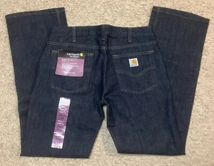Carhartt Women's Jeans Modern Fit Straight Leg Dark Wash 32 x 31.5” NWT Low Rise - Picture 1 of 14