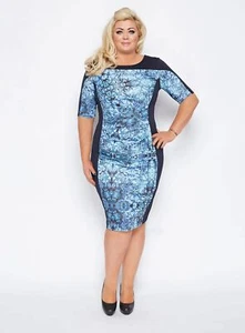 Gemma Collins Salerno Dress. Blue panelled Size 24 new office dress with tags - Picture 1 of 13