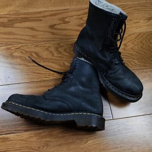 Dr Martens Boots Womens 8.5 1460 Serena fur Air Wair lined leather lace up Solid - Picture 1 of 16