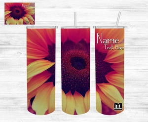 Sonnenblume - 20 Unzen dünner Becher individueller Name mit Strohhalm Sublimation. - Bild 1 von 1