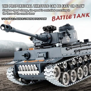 1/18 Alloy Rtr RC Tank Model 2.4ghz Remote Control Tank Metal Tracks Wheel SmoSU - Picture 1 of 22