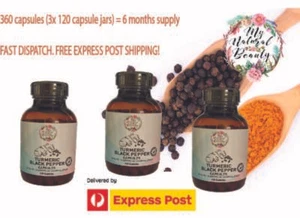 Turmeric Capsules with Black Pepper -360 capsules (3x 120 caps)-6 months supply! - Picture 1 of 12