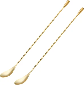 2 Pcs 12 Inches Bar Spoon, Long Handle Mixing Stirrers for Drink, Briout Stainle - Picture 1 of 12