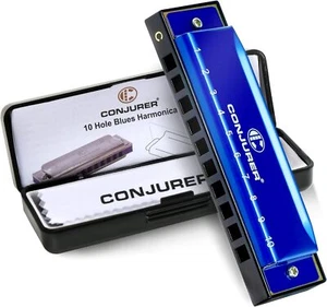CONJURER 10 Hole Diatonic Harmonica Blues Harmonica for Adult Kids Beginner Gift - Picture 1 of 7
