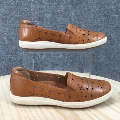 Zapatos mocasines planos Cobb Hill para mujer 6M Bailee sin cordones CI7080 cuero marrón Foto 1 de 4