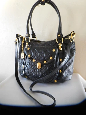 Nuevo Bolso de Hombro MARINO ORLANDI Hecho en ITALIA Logo Cuero Repujado Negro, Cartera Foto 1 de 4