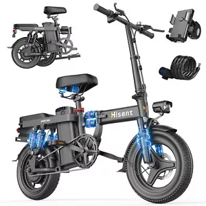 Hisent Adults Ebike 400W Peak Folding 48V 17AH Electric Bike 22 MPH 30 Mile - Picture 1 of 9