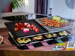 New Raclette Grill for 8 w/ adjustable temperature Non-Stick Set & Stone Surface - Picture 1 of 3