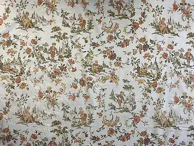 Bob Collins Roland Ligrist JOYEUSE Fabric Blue Green Floral Colonial 58x34 1Yard - Image 1 of 4