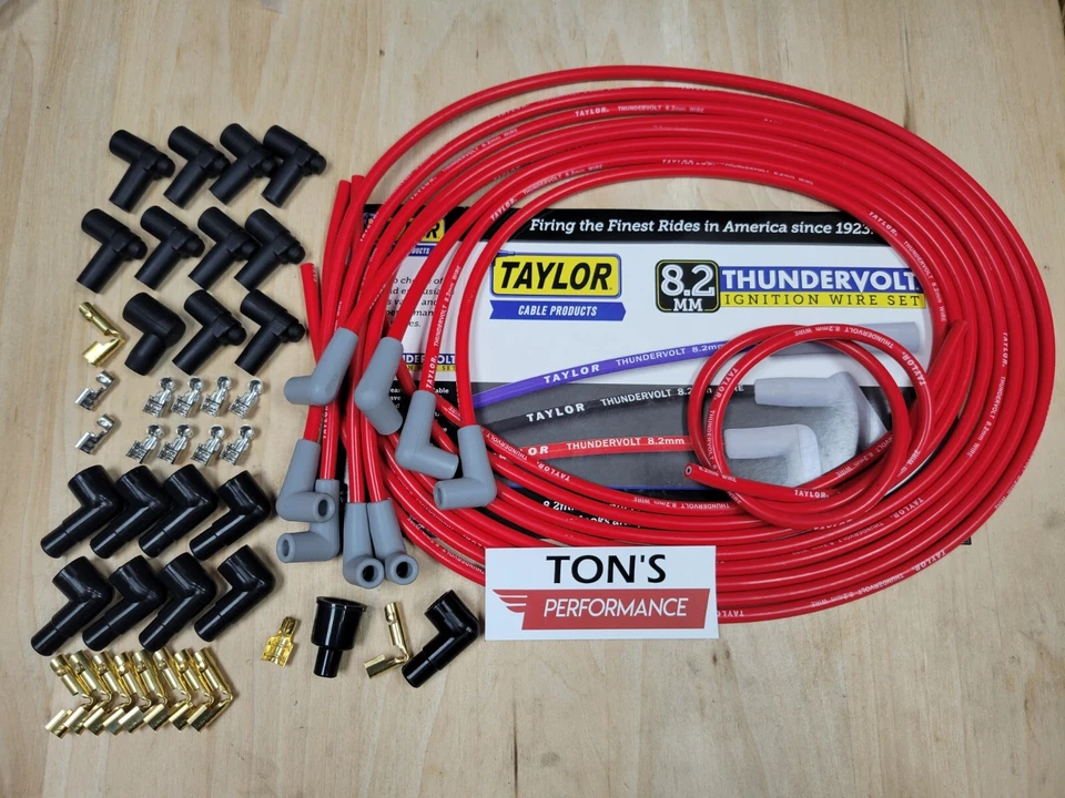 Taylor Spark Plug Wire Set 83251 ThunderVolt 8.2mm Red 90 Degree Universal V8 - Image 1 of 1