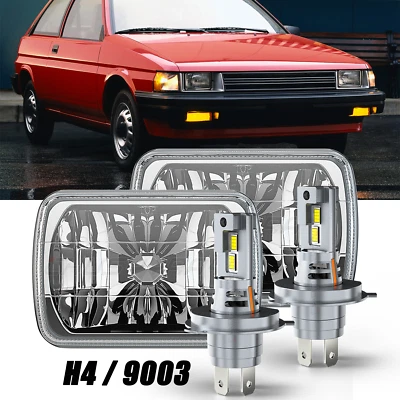 For Ford Escort 1981-1984 1985 Pair 7X6"inch GLASS LED Headlights Hi/Lo Beam - Image 1 of 4