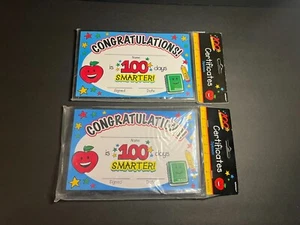 Lot of 2 100 Days of School 'Congratulations' Award Certificates 8.5 x 5.5" - Picture 1 of 3