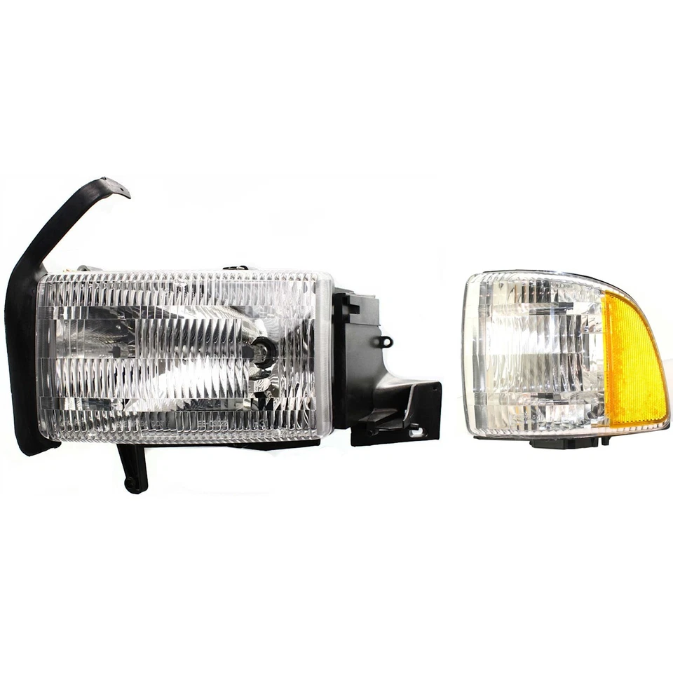 Headlight Kit For 1994-2001 Dodge Ram 1500 LH 94-02 Ram 2500 Clear Lens Halogen - Image 1 of 4