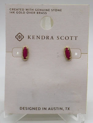 Kendra Scott Emma Stud Earrings Raspberry Sorbet Variegated Magnesite NWT - Image 1 of 4