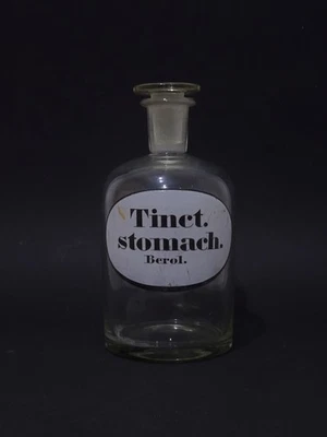 2zFm2f - Farmacista Vetro Bottiglia Tinct. Stomach. Berol Vintage - 18 CM - Immagine 1 di 4