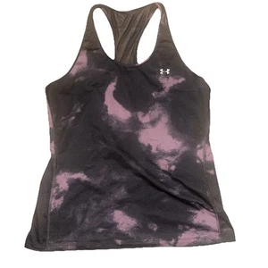 Under Armour Women's Racer Back Heat Gear Tank Large Purple/Black Tie Dye - Picture 1 of 4