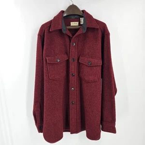 LL Bean Coat Mens Red Large Wool Cabin Gorpcore The Northwoods Flannel 16-16.5 - Picture 1 of 7