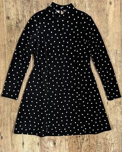 Dorothy Perkins Women's Black Polka Dot Dress Size 12 Excellent Condition - Picture 1 of 7
