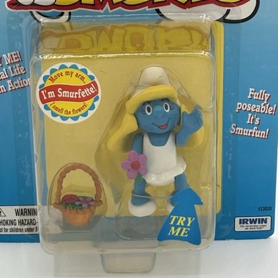 Figura De Colección Pitufos Irwin Pitufina Flor Totalmente Posable 1996 Toy Island Peyo Foto 1 de 3